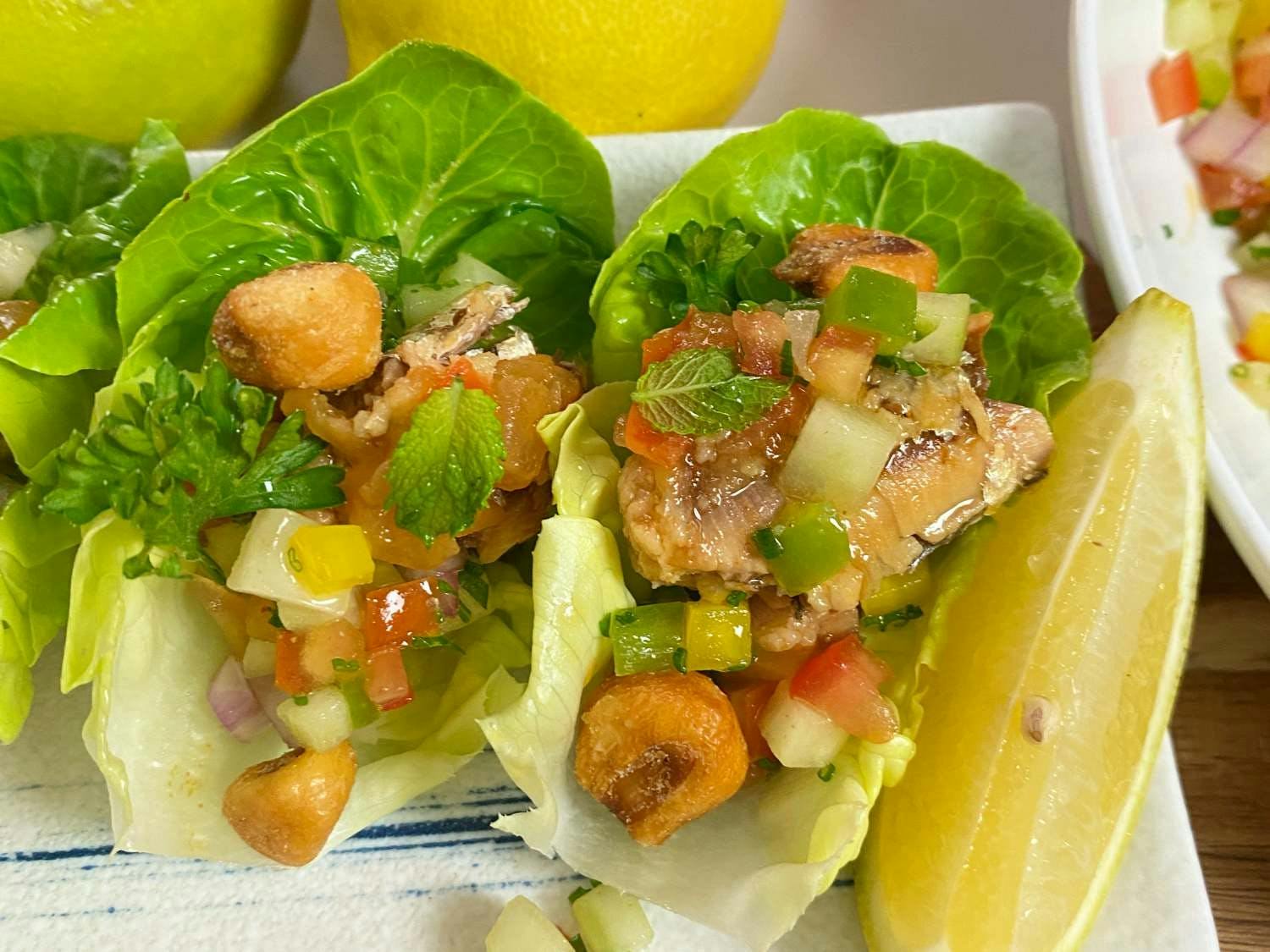 Lettuce heart and sardine salad